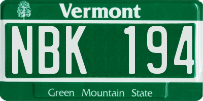 VT license plate NBK194