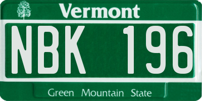 VT license plate NBK196