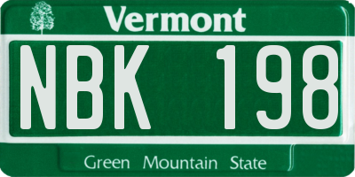 VT license plate NBK198