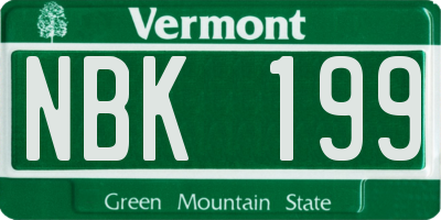 VT license plate NBK199