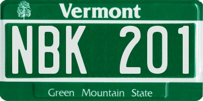 VT license plate NBK201