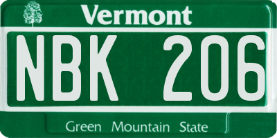 VT license plate NBK206