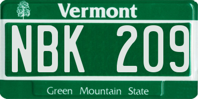 VT license plate NBK209