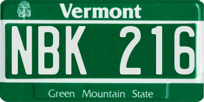 VT license plate NBK216