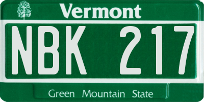 VT license plate NBK217