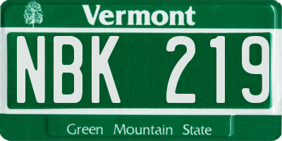 VT license plate NBK219