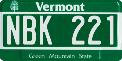 VT license plate NBK221