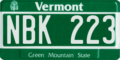 VT license plate NBK223