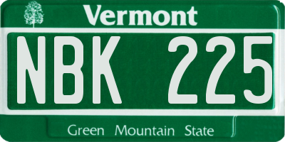 VT license plate NBK225