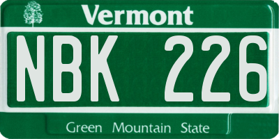 VT license plate NBK226