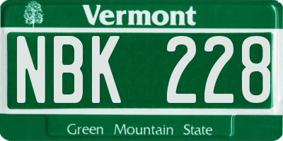 VT license plate NBK228