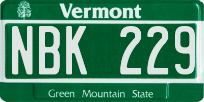 VT license plate NBK229