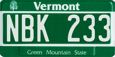 VT license plate NBK233