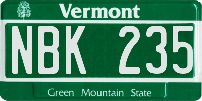 VT license plate NBK235