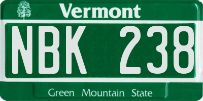 VT license plate NBK238