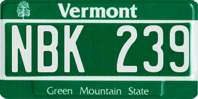 VT license plate NBK239