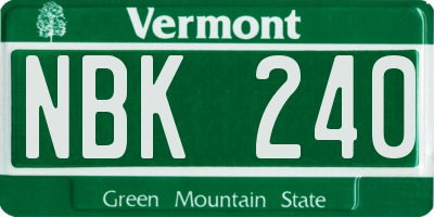 VT license plate NBK240
