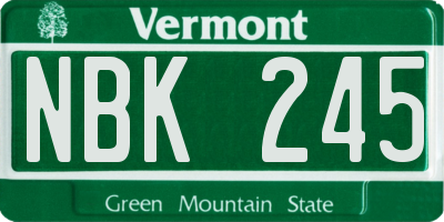 VT license plate NBK245