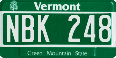 VT license plate NBK248