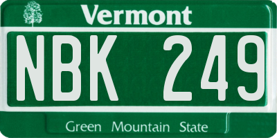 VT license plate NBK249