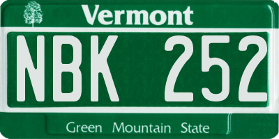 VT license plate NBK252