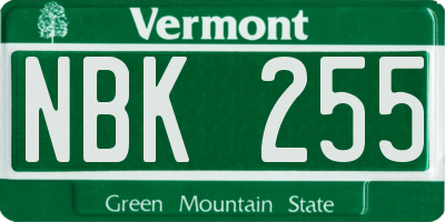 VT license plate NBK255