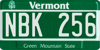 VT license plate NBK256