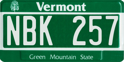 VT license plate NBK257
