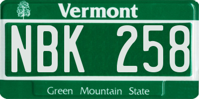 VT license plate NBK258