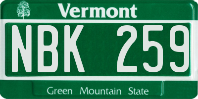 VT license plate NBK259