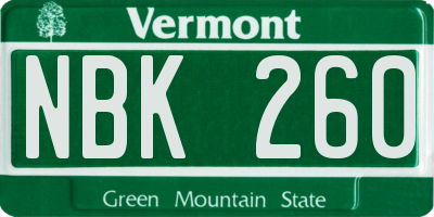 VT license plate NBK260