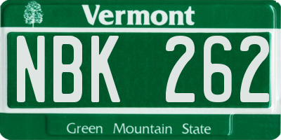VT license plate NBK262