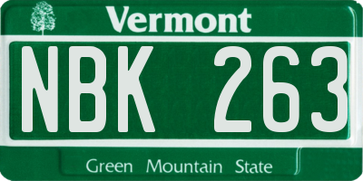 VT license plate NBK263