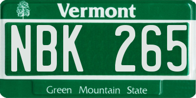 VT license plate NBK265