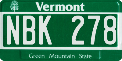 VT license plate NBK278