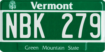 VT license plate NBK279