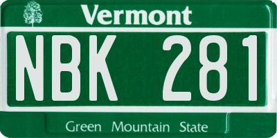 VT license plate NBK281