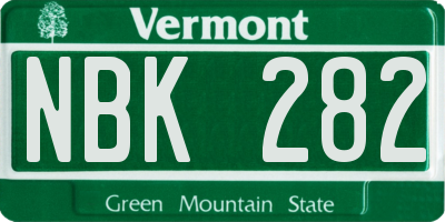 VT license plate NBK282