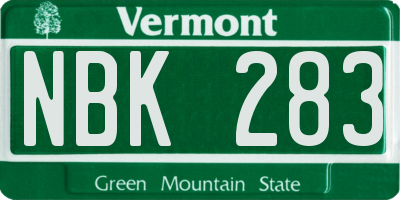VT license plate NBK283