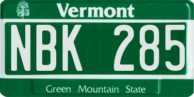 VT license plate NBK285