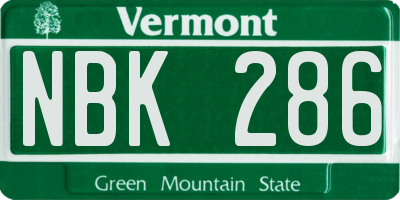 VT license plate NBK286