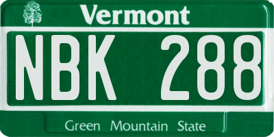 VT license plate NBK288