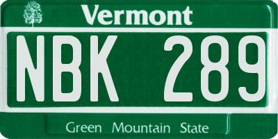 VT license plate NBK289