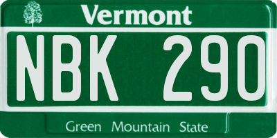 VT license plate NBK290