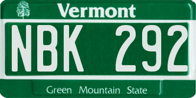 VT license plate NBK292