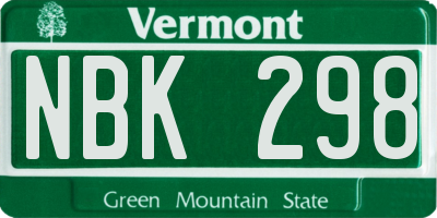 VT license plate NBK298