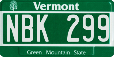 VT license plate NBK299