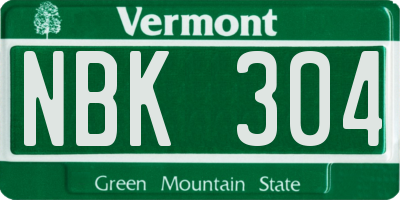VT license plate NBK304