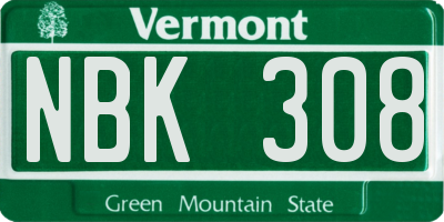 VT license plate NBK308