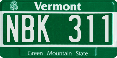 VT license plate NBK311